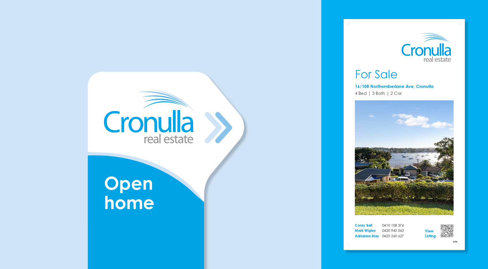 Cronulla Real Estate pointer sign and signboard